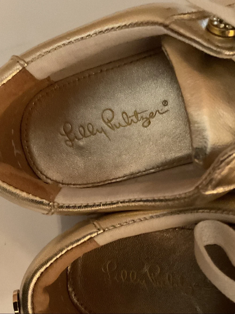 Lilly Pulitzer Metallic Gold Lace-Up Sneakers